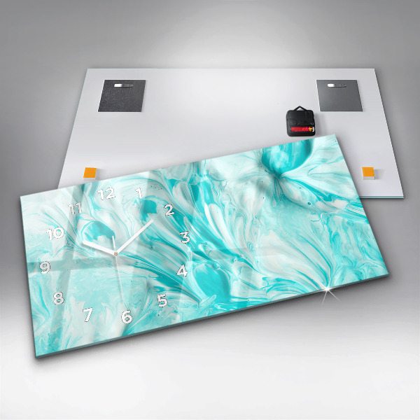 Glass wall clock rectangular Blue abstraction