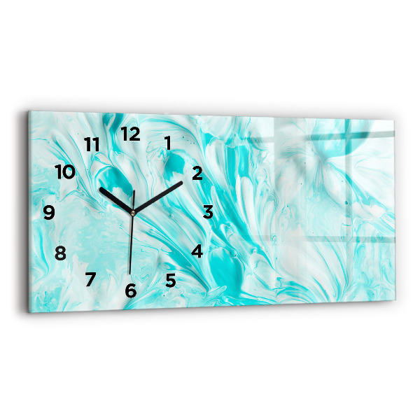 Glass wall clock rectangular Blue abstraction
