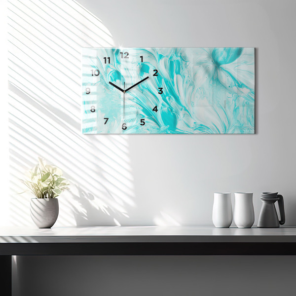Glass wall clock rectangular Blue abstraction