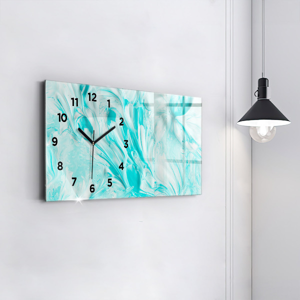 Glass wall clock rectangular Blue abstraction