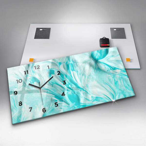 Glass wall clock rectangular Blue abstraction