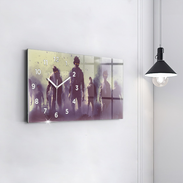 Glass wall clock rectangular Zombies at night - halloween