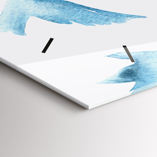 Glass wall clock rectangular Flying blue birds