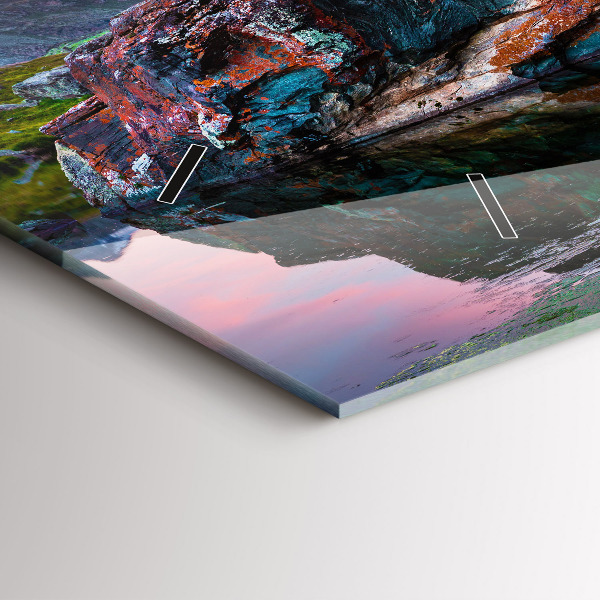 Glass wall clock rectangular Lake Stellisee Matterhorn