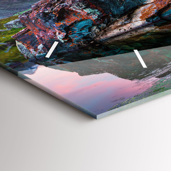 Glass wall clock rectangular Lake Stellisee Matterhorn