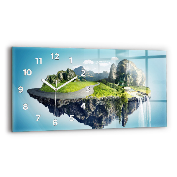 Glass wall clock rectangular Flying Island