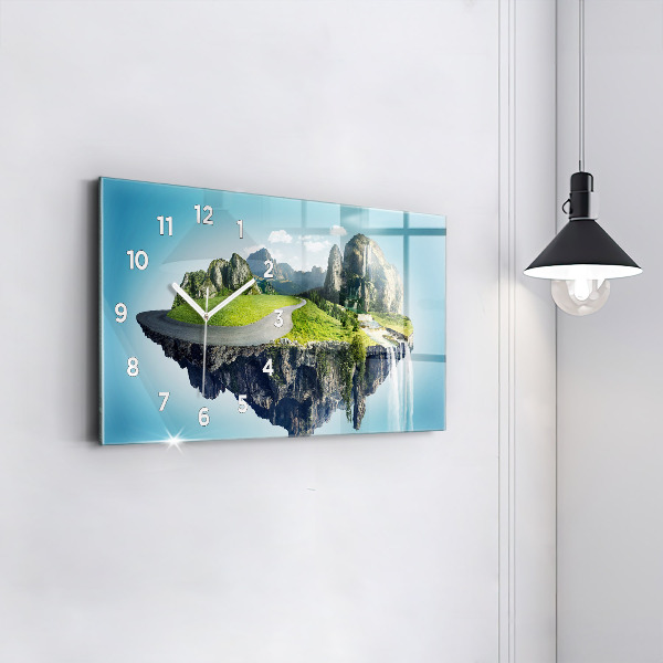 Glass wall clock rectangular Flying Island