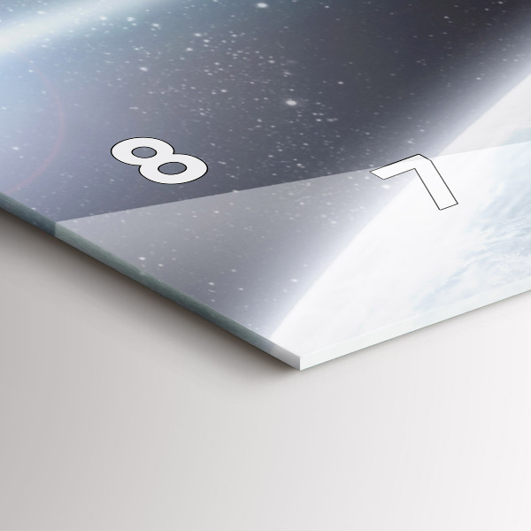 Glass wall clock rectangular Space Planets
