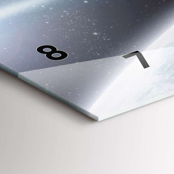 Glass wall clock rectangular Space Planets