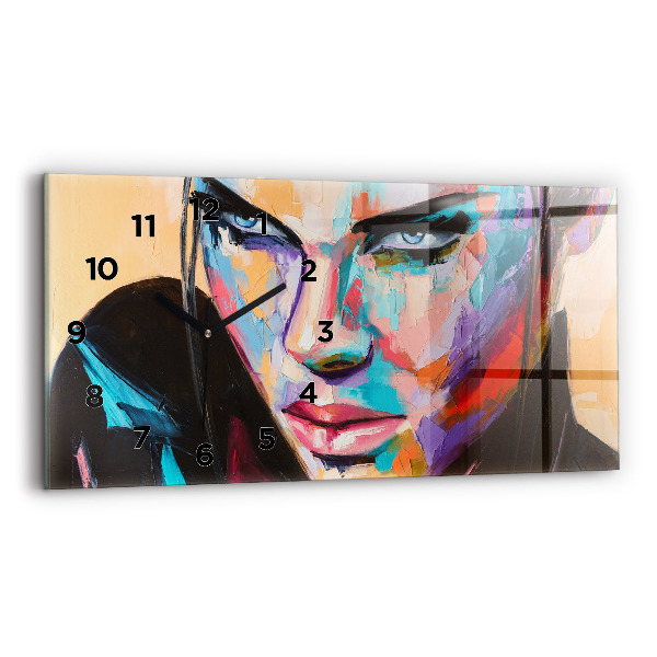 Glass wall clock rectangular Portrait of a woman