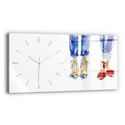 Glass wall clock rectangular Women's High Heels