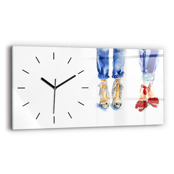 Glass wall clock rectangular Women's High Heels