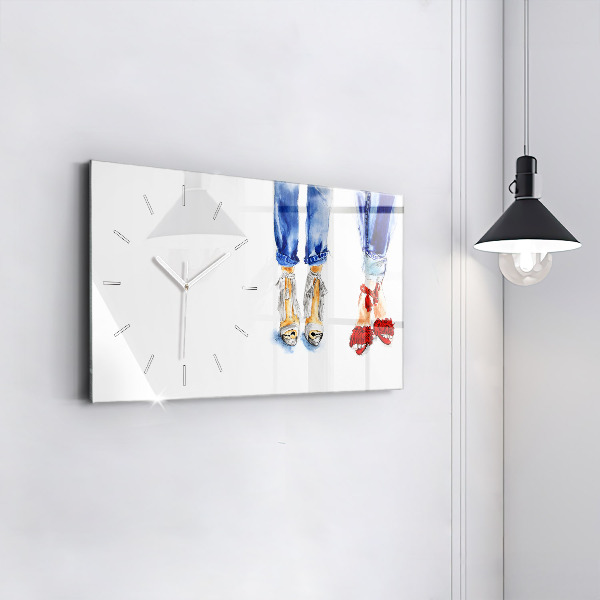 Glass wall clock rectangular Women's High Heels