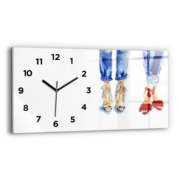 Glass wall clock rectangular Women's High Heels