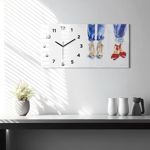 Glass wall clock rectangular Women's High Heels