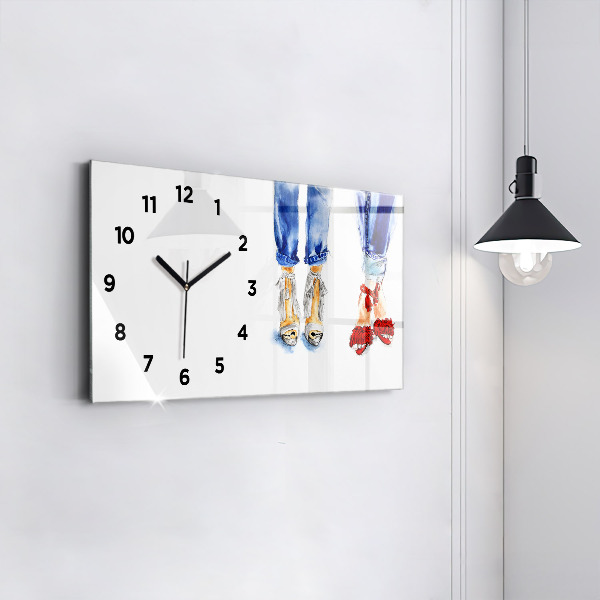 Glass wall clock rectangular Women's High Heels