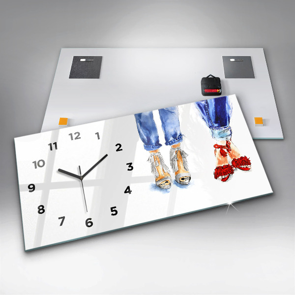 Glass wall clock rectangular Women's High Heels