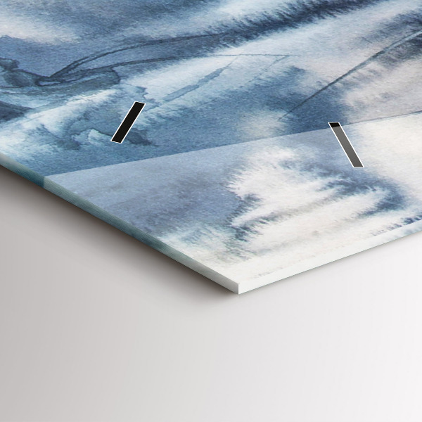 Glass wall clock rectangular Fisherman on the lake