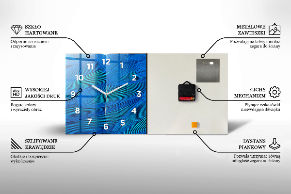 Glass wall clock rectangular Fisherman on the lake