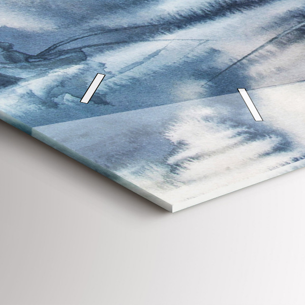 Glass wall clock rectangular Fisherman on the lake