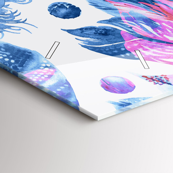 Glass wall clock rectangular Colorful feathers