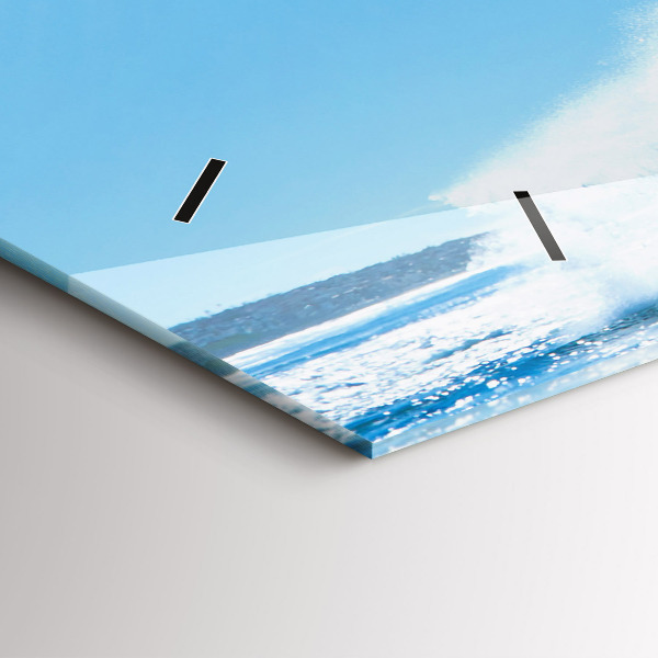 Glass wall clock rectangular Surfing in Hawaii