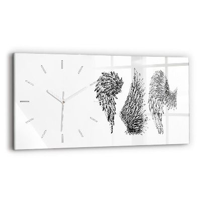 Glass wall clock rectangular Angel wings