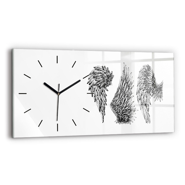 Glass wall clock rectangular Angel wings