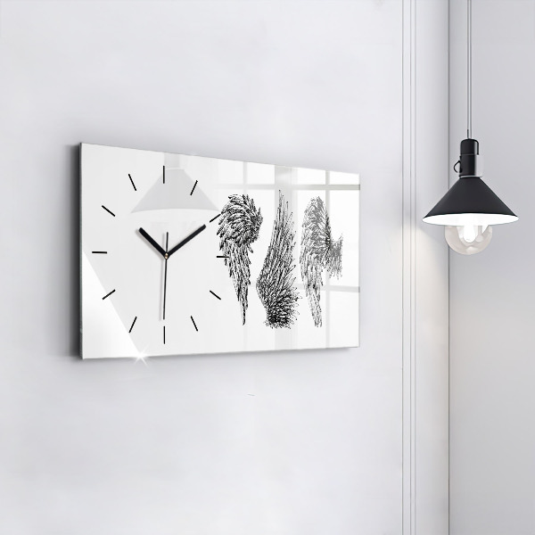 Glass wall clock rectangular Angel wings