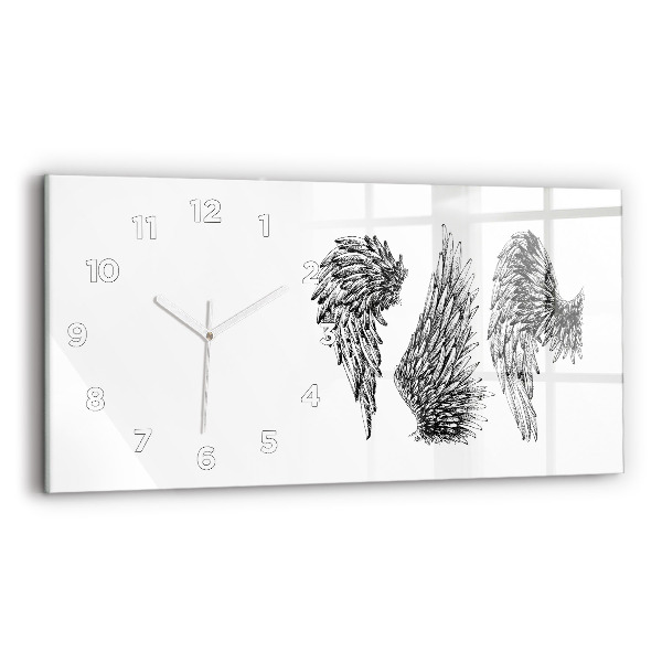 Glass wall clock rectangular Angel wings