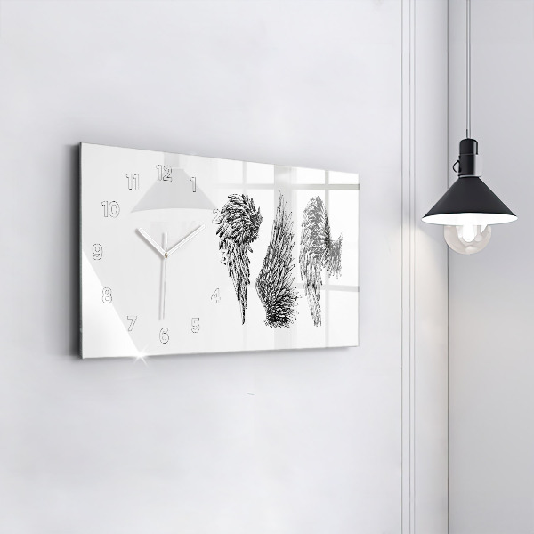Glass wall clock rectangular Angel wings
