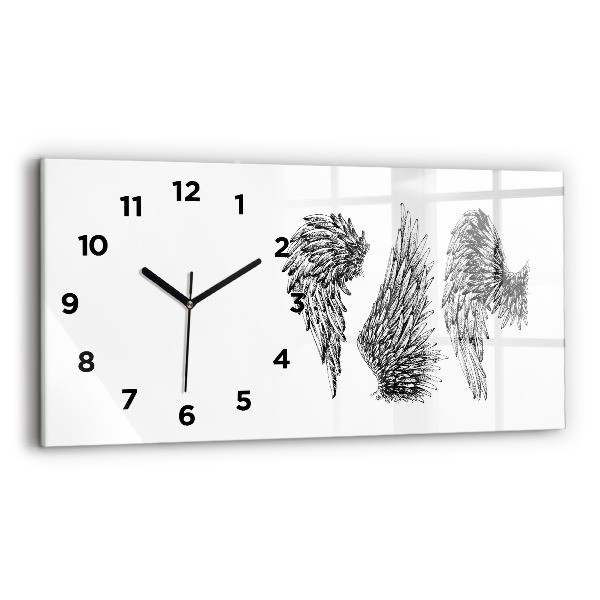 Glass wall clock rectangular Angel wings