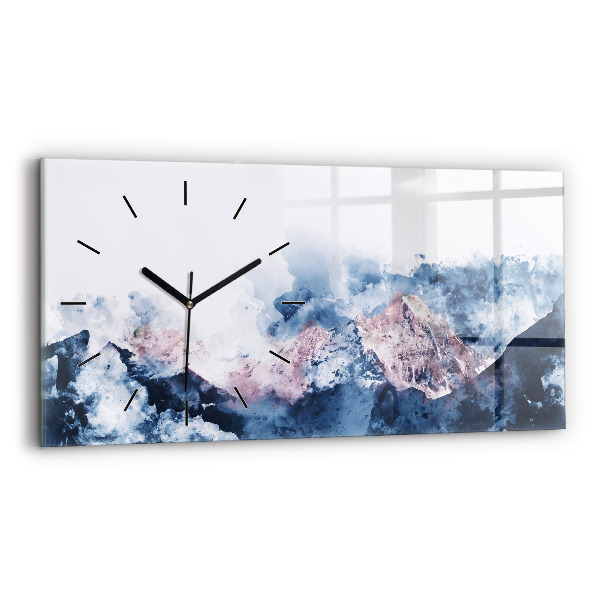Glass wall clock rectangular Abstract mountain ranges