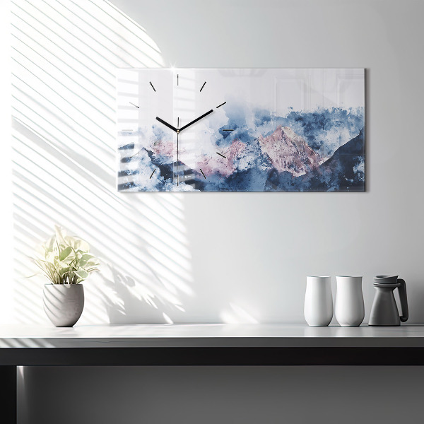 Glass wall clock rectangular Abstract mountain ranges