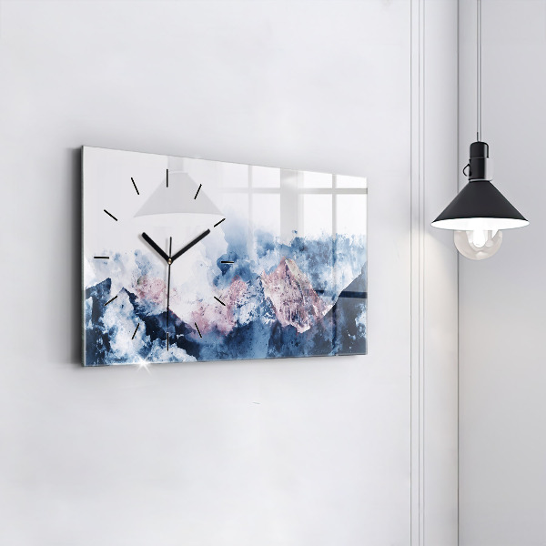 Glass wall clock rectangular Abstract mountain ranges