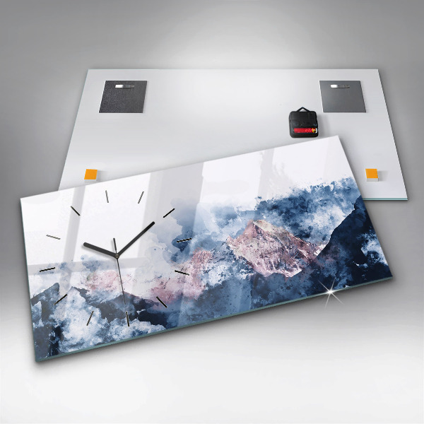 Glass wall clock rectangular Abstract mountain ranges
