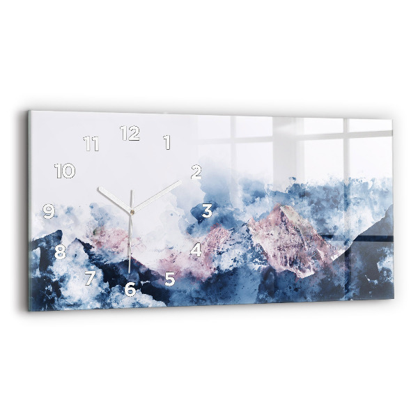 Glass wall clock rectangular Abstract mountain ranges