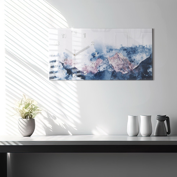 Glass wall clock rectangular Abstract mountain ranges