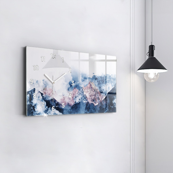 Glass wall clock rectangular Abstract mountain ranges