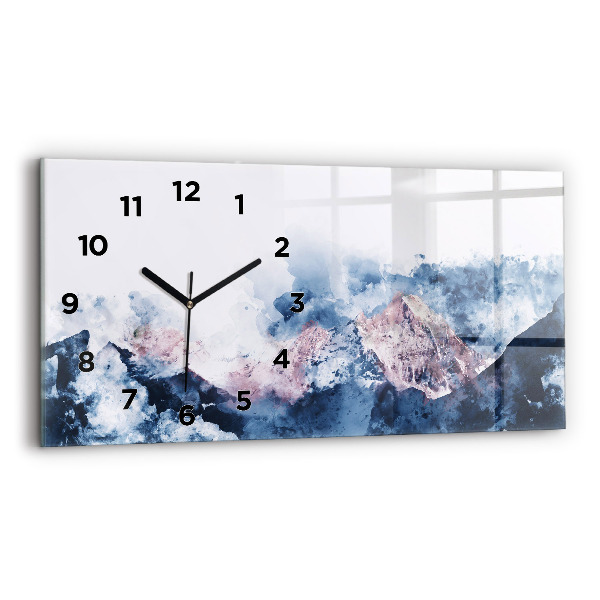 Glass wall clock rectangular Abstract mountain ranges
