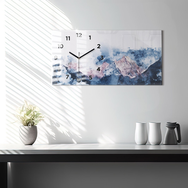 Glass wall clock rectangular Abstract mountain ranges