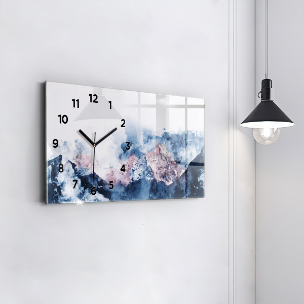 Glass wall clock rectangular Abstract mountain ranges