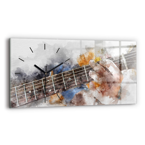 Glass wall clock rectangular Guitar