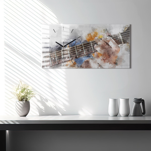 Glass wall clock rectangular Guitar