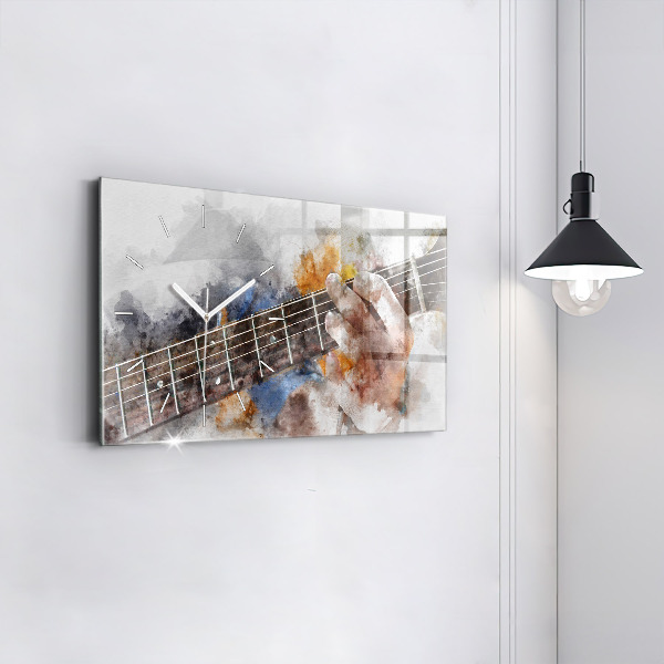 Glass wall clock rectangular Guitar