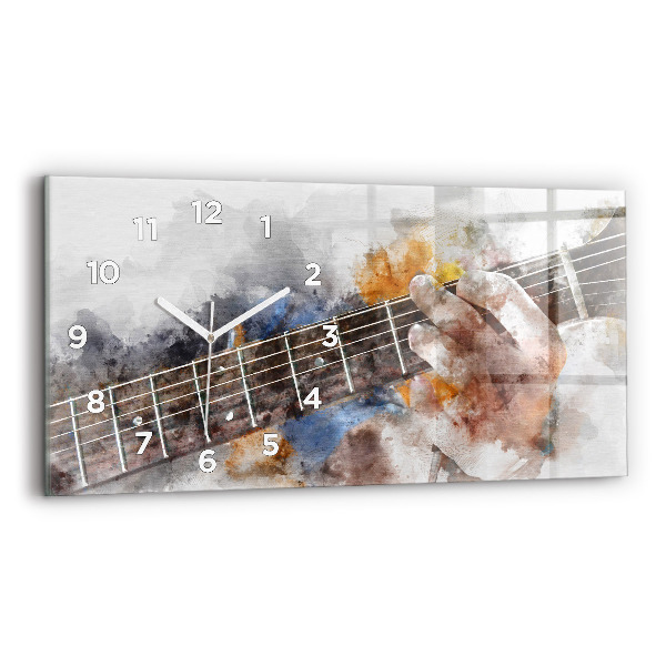 Glass wall clock rectangular Guitar