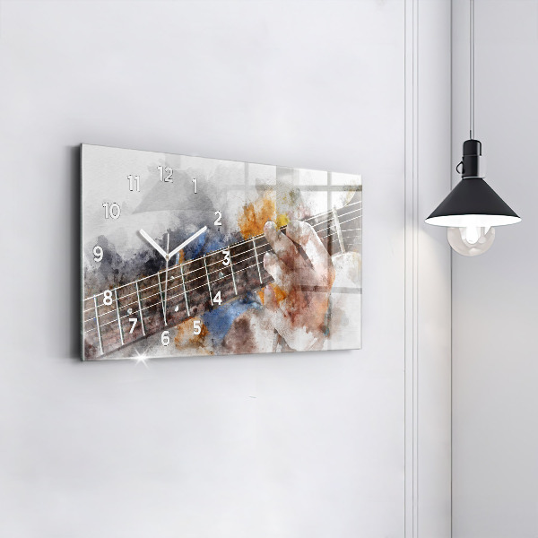Glass wall clock rectangular Guitar