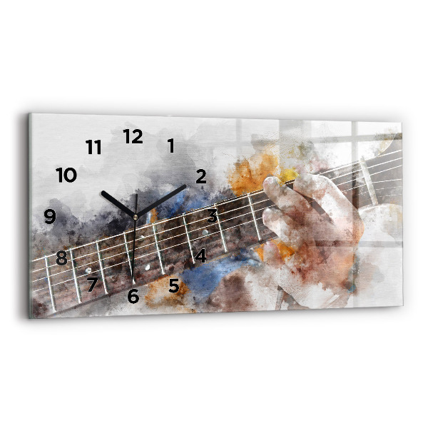 Glass wall clock rectangular Guitar