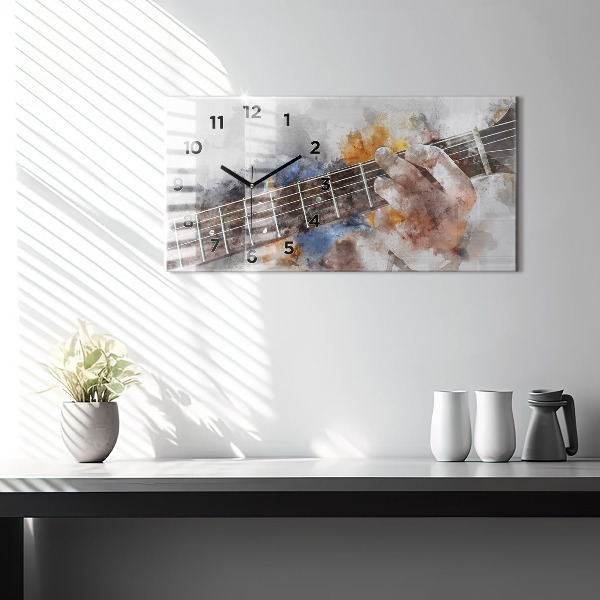 Glass wall clock rectangular Guitar