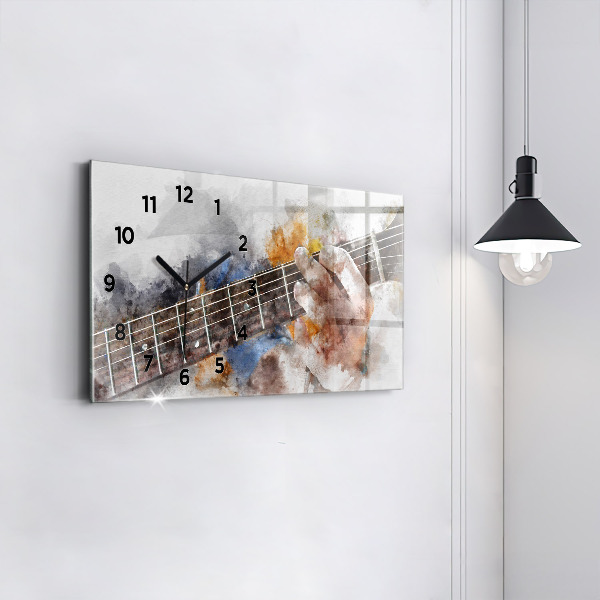 Glass wall clock rectangular Guitar